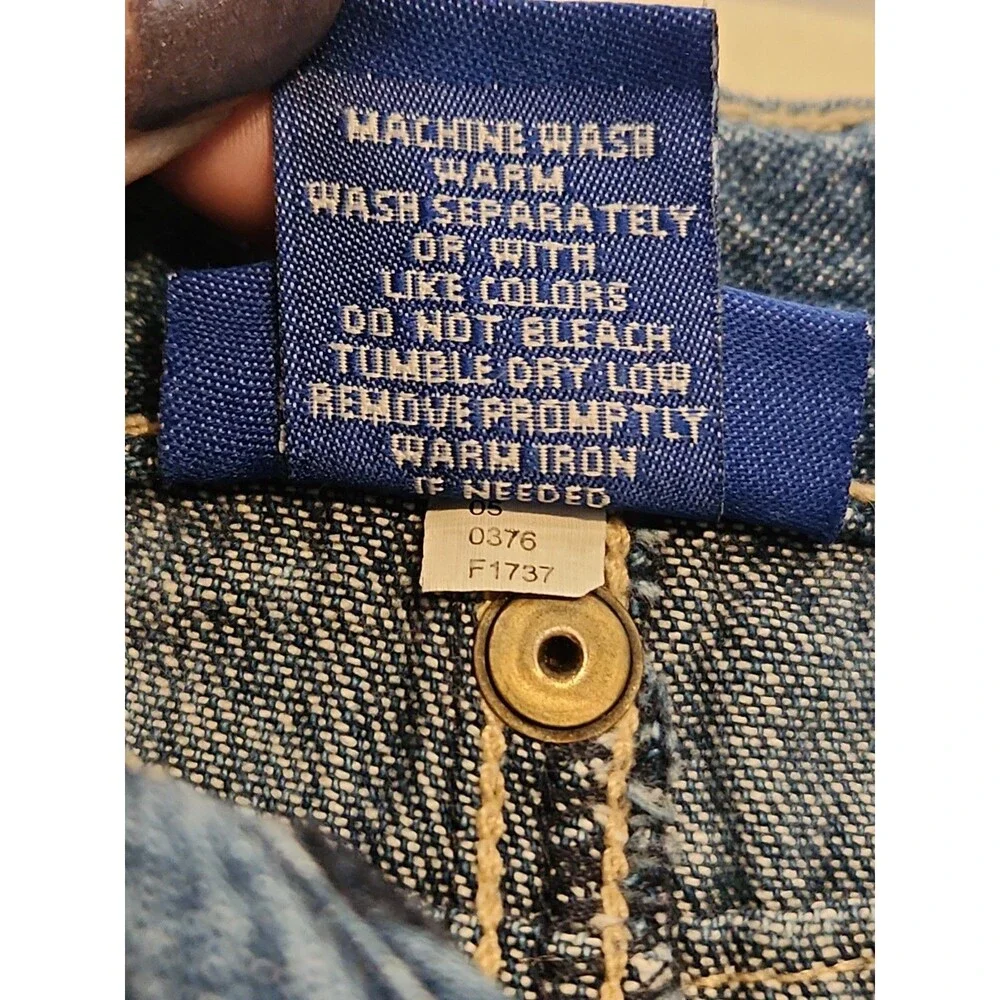 Vintage Genuine Kids OshKosh Girls Jeans 3T Adjustable Waist Flower Patch Y2K
